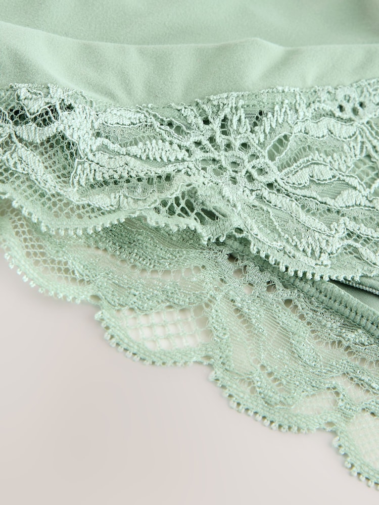 Green Ultimate Comfort Lace Back High Leg Knickers - Image 6 of 6