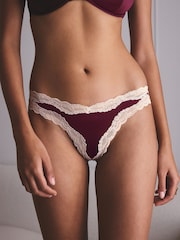 Purple/Green High Shine & Lace Trim Brazilian Knickers 2 Pack - Image 3 of 9
