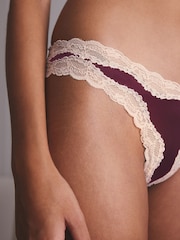 Purple/Green High Shine & Lace Trim Brazilian Knickers 2 Pack - Image 4 of 9