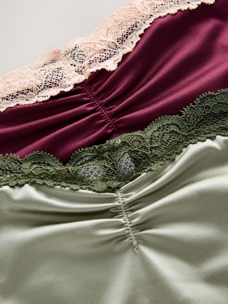 Purple/Green High Shine & Lace Trim Brazilian Knickers 2 Pack - Image 9 of 9