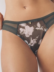 Green Floral Mesh Lace Trim High Leg Knickers - Image 5 of 5