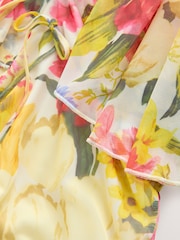 Yellow Floral Occasion Mesh Cape Maxi Dress - Image 7 of 8