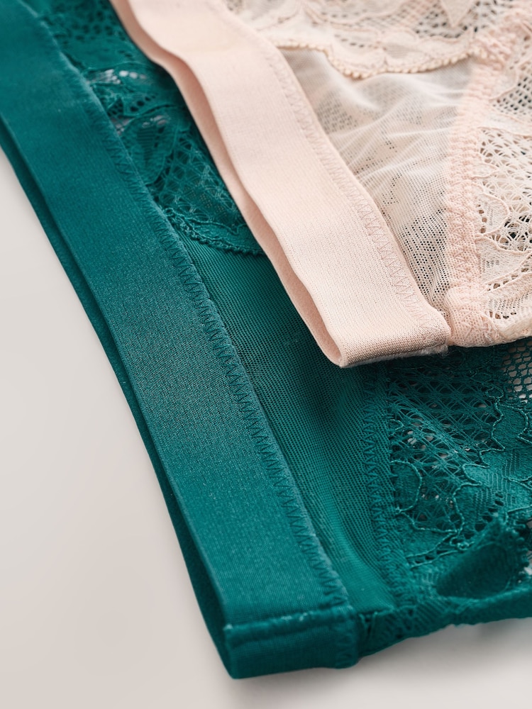 Green/Neutral High Leg Lace Knickers 2 Pack - Image 10 of 10 Green/Neutral High Leg Lace Knickers 2 Pack - Image 10 of 10