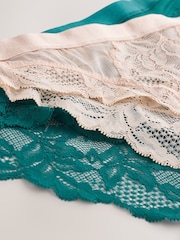 Green/Neutral High Leg Lace Knickers 2 Pack - Image 9 of 10