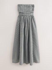 Black/White Gingham Seersucker Bandeau Midi Summer Dress - Image 4 of 6