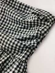 Black/White Gingham Seersucker Bandeau Midi Summer Dress - Image 5 of 6