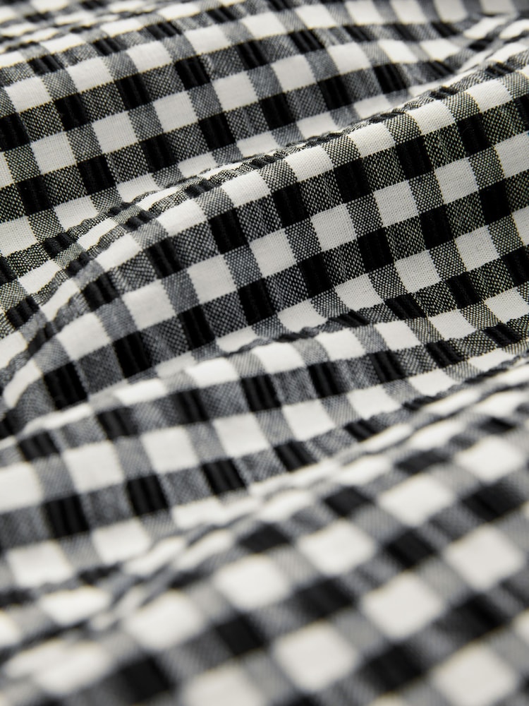 Black/White Gingham Seersucker Bandeau Midi Summer Dress - Image 6 of 6