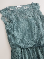 Azul empoeirado - Maxi dress drapeado com detalhes em renda para ocasiões especiais - Imagem 7 de 8