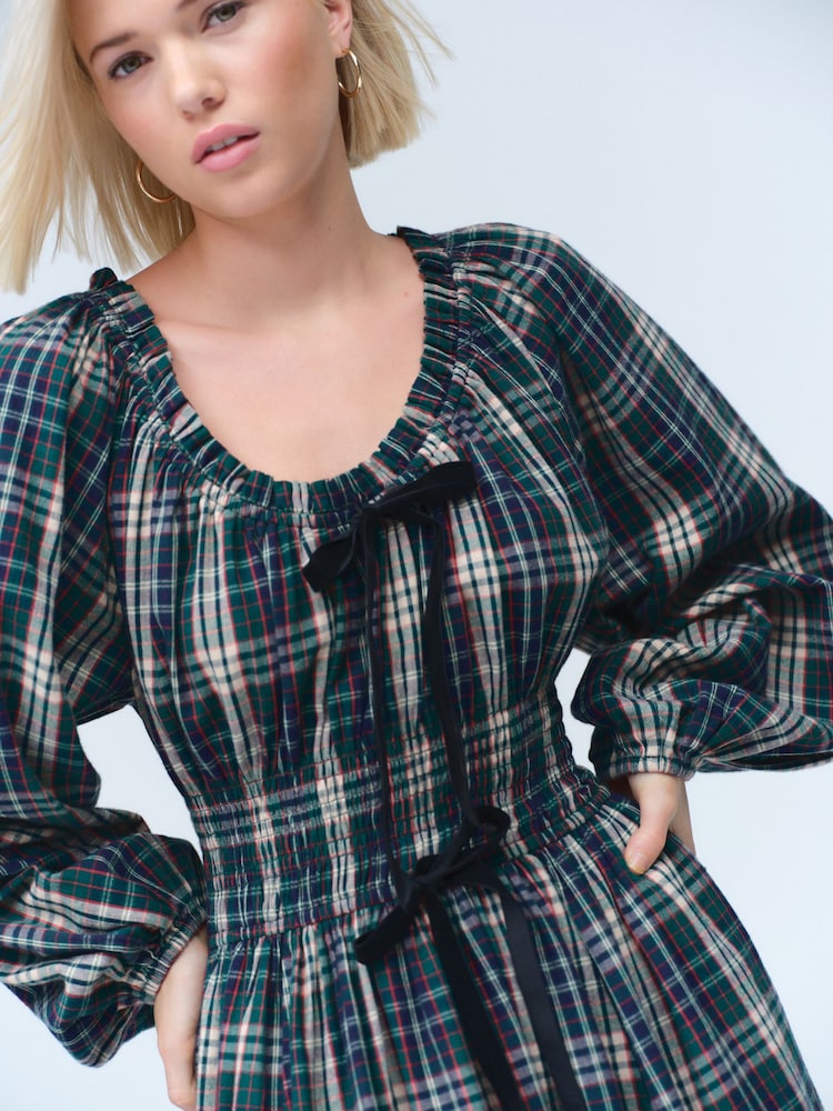 green check midi dress Michelle Gingham Midi Dress main image 0