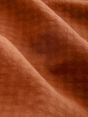 Rust Brown Balloon Sleeve Seersucker Midi Dress - Image 7 of 7