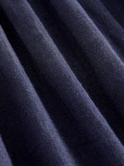 Navy Blue V-Neck Midi Dress with Linen - Image 3 of 3