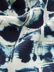 Black White Tile Print Long Sleeve Tie Front Midi Dress - Image 2 of 3