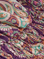 Pink/Purple Paisly Print - Shirred Waist Playsuit - Slika 6 iz 8