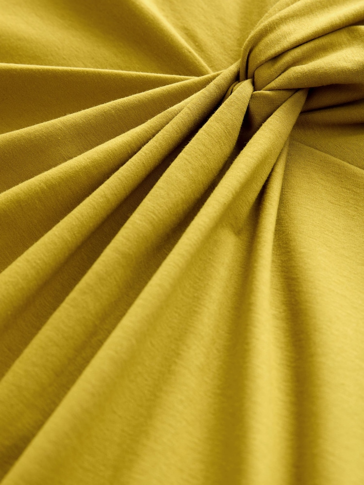 Olive Green Short Sleeve T-Shirt Twist Midi Dress - Image 3 of 3