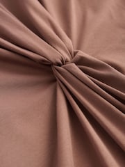 Chocolate Brown Short Sleeve T-Shirt Twist Midi Dress - Image 2 of 3