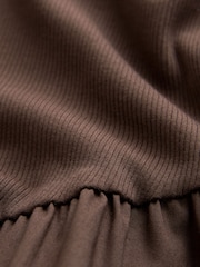 Chocolate Brown Jersey Woven Mix Waisted Midi Dress - Image 6 of 7