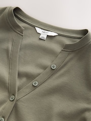 Verde cáqui - Vestido Midi com cintura elástica e tecido misto de jersey - Imagem 5 de 6