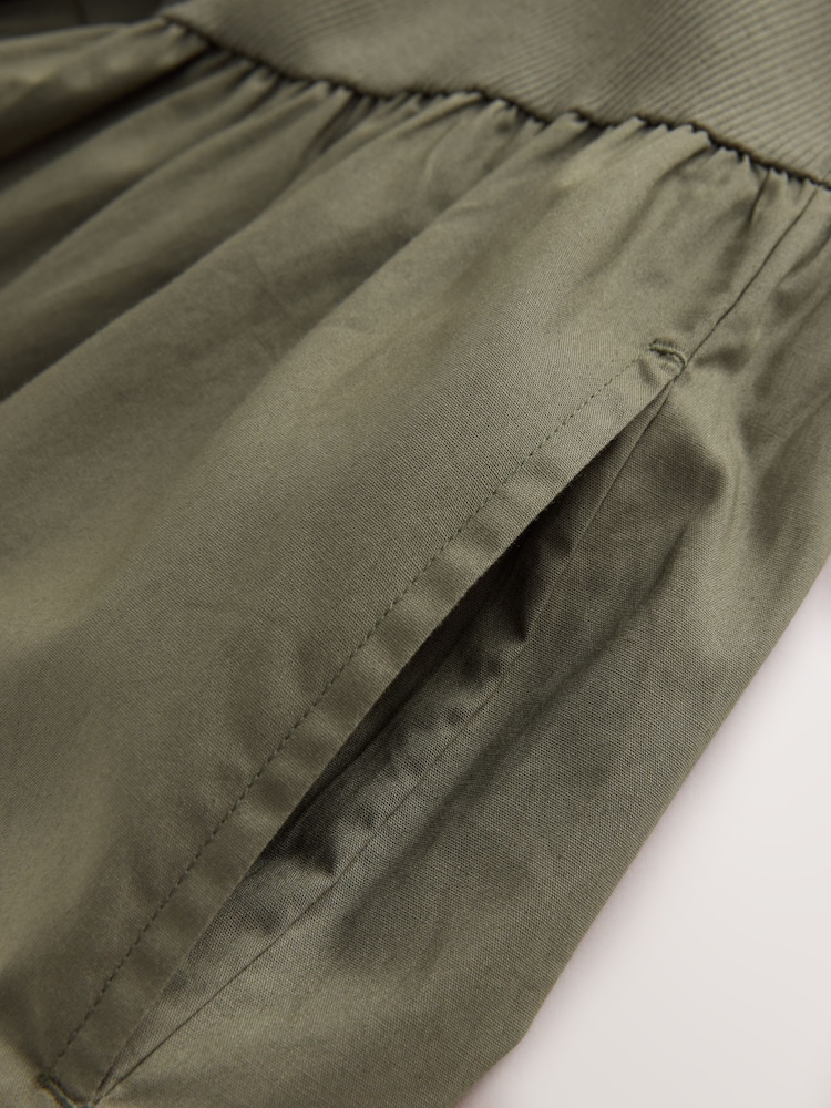 Verde cáqui - Vestido Midi com cintura elástica e tecido misto de jersey - Imagem 6 de 6
