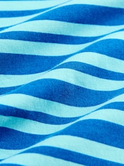 Blue Stripe 100% Cotton V-Neck Jersey Mini Summer Dress - Image 2 of 3