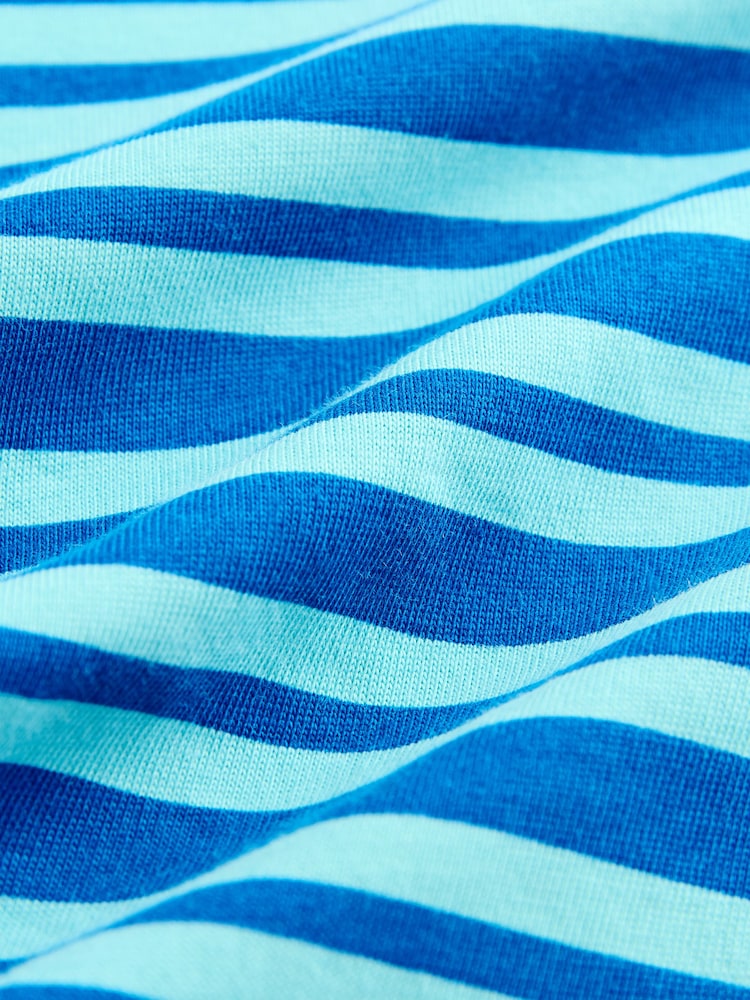 Blue Stripe 100% Cotton V-Neck Jersey Mini Summer Dress - Image 2 of 3