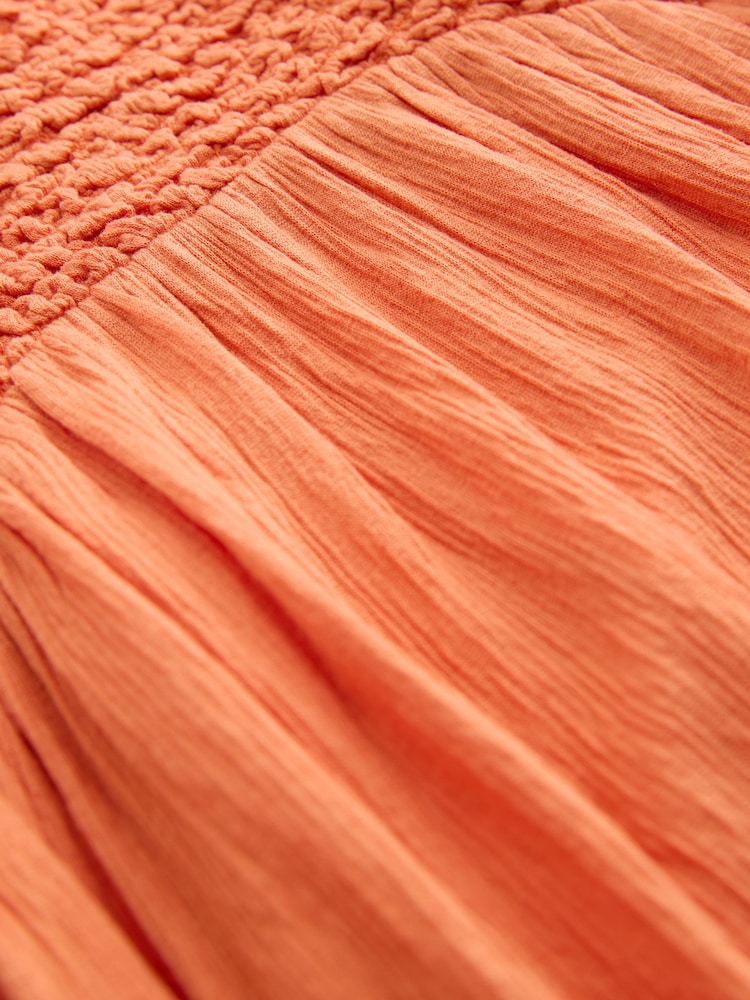 Bright Orange Strappy Shirred Jersey Maxi Dress - Image 6 of 6