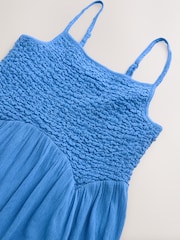 Pastel Blue Strappy Textured Jersey Mini Dress - Image 5 of 6