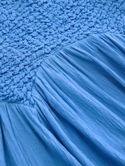 Pastel Blue Strappy Textured Jersey Mini Dress - Image 6 of 6