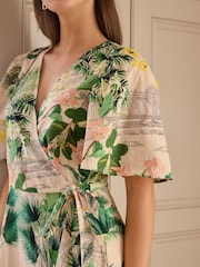 Coleção Kew Floral Verde  - Vestido midi com mangas esvoaçantes - Imagem 4 de 7