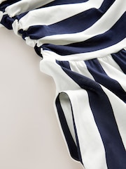 Navy Blue & White Stripe Bandeau Jersey 100% Cotton Jumpsuit - Image 2 of 3