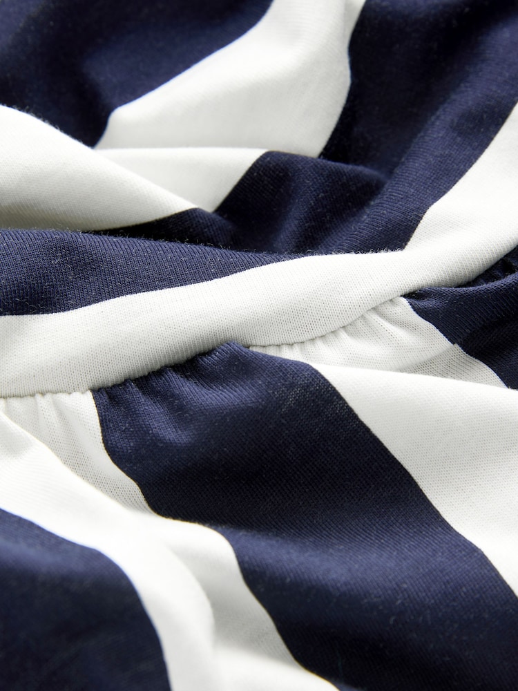 Navy Blue & White Stripe Bandeau Jersey 100% Cotton Jumpsuit - Image 3 of 3