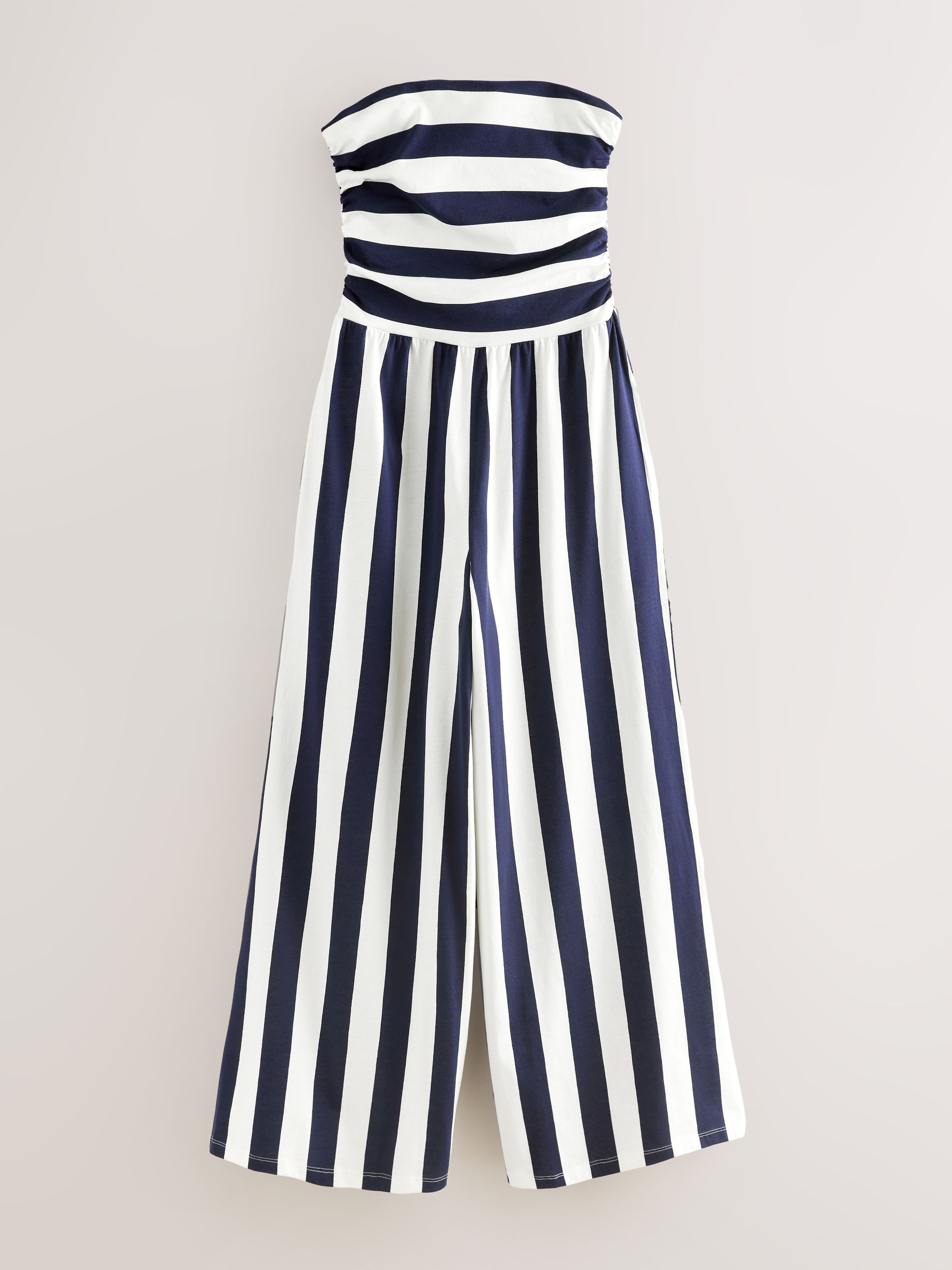 Buy Navy Blue & White Stripe Bandeau Jersey 100% Cotton Jumpsuit