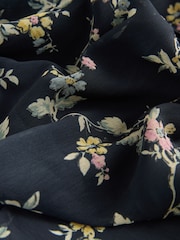 Navy Floral Mini Occasion Square Neck Boho Tiered Dress - Image 8 of 9