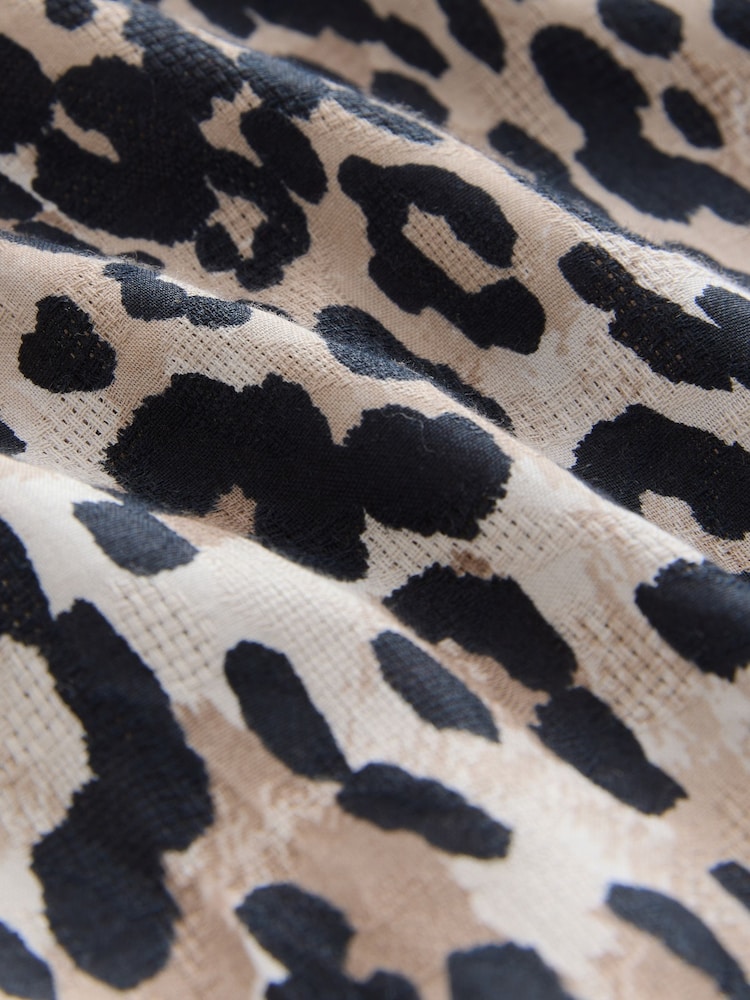 Animal Leopard Print Mini Frill Collar Tiered Boho Dress - Image 7 of 7