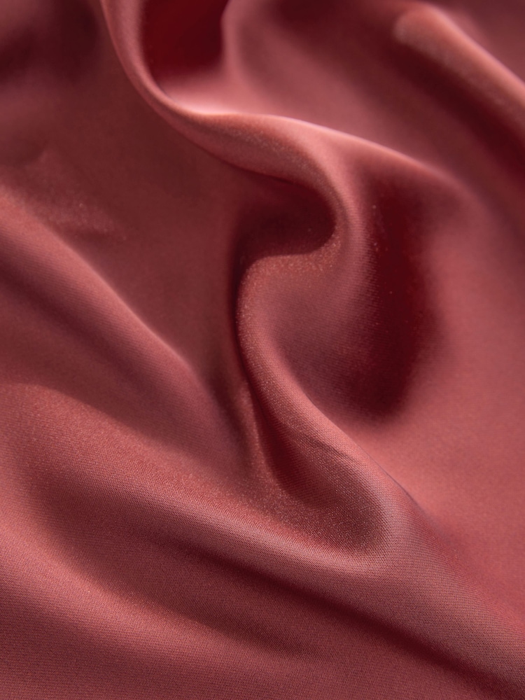 Rust Brown Bridesmaid Satin Cowl Neck V-Back Maxi Dress - Image 8 of 9
