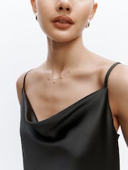 Pine Green Bridesmaid Satin Cowl Neck V-Back Maxi Dress - Image 4 of 5