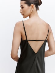 Pine Green Bridesmaid Satin Cowl Neck V-Back Maxi Dress - Image 5 of 5