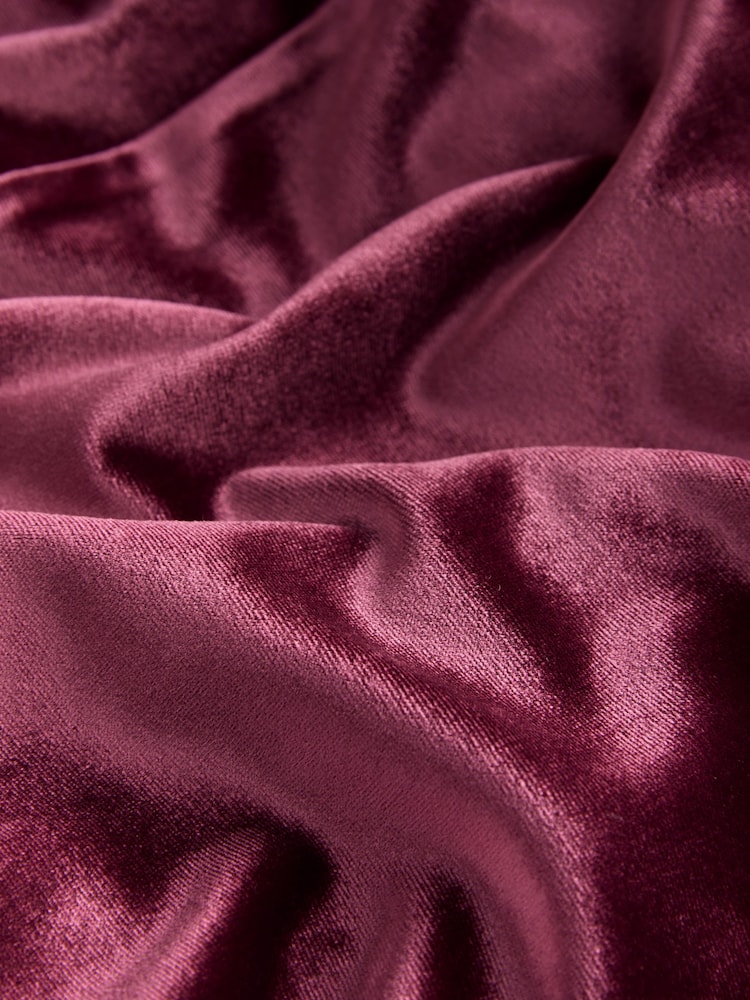 Berry Red Bridesmaid Velvet Flutter Sleeve Maxi Dress - Image 2 of 4