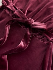 Berry Red Bridesmaid Velvet Flutter Sleeve Maxi Dress - Image 3 of 4