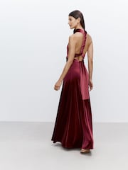 Berry Red Bridesmaid Velvet Multiway Maxi Dress - Image 3 of 9
