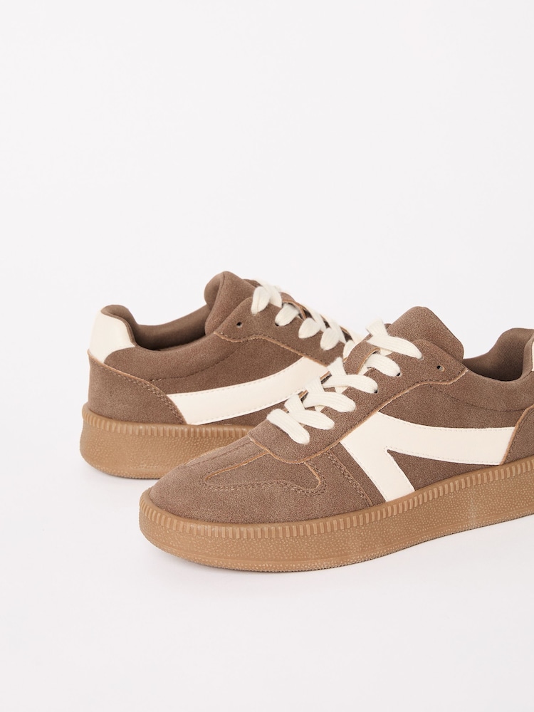 Friends Like These Brown Wide Fit Lace-Up Retro Gumsole Sports Trainers - Image 5 of 5 Friends Like These Brown Wide Fit Lace-Up Retro Gumsole Sports Trainers - Image 5 of 5