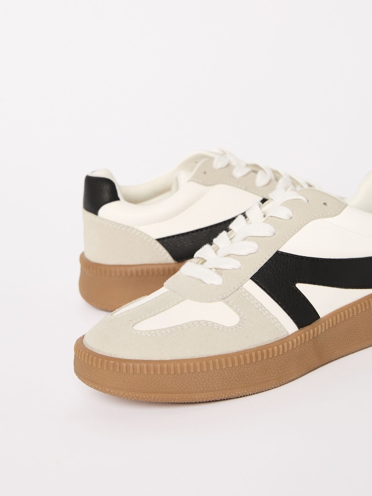 Friends Like These White Wide Fit Lace-Up Retro Gumsole Sports Trainers - Image 5 of 5 Friends Like These White Wide Fit Lace-Up Retro Gumsole Sports Trainers - Image 5 of 5