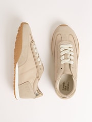 Friends Like These Natural Slim Lace Up Retro Runner Sports Trainers - Image 1 of 5