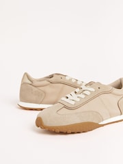 Friends Like These Natural Slim Lace Up Retro Runner Sports Trainers - Image 2 of 5