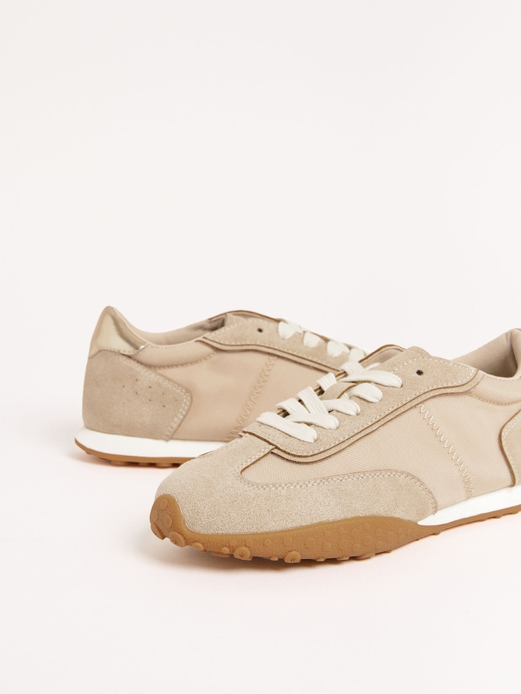 Friends Like These Natural Slim Lace Up Retro Runner Sports Trainers - Image 2 of 5