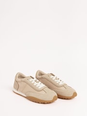 Friends Like These Natural Slim Lace Up Retro Runner Sports Trainers - Image 4 of 5