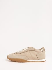 Friends Like These Natural Slim Lace Up Retro Runner Sports Trainers - Image 5 of 5