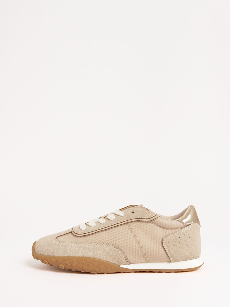 Friends Like These Natural Slim Lace Up Retro Runner Sports Trainers - Image 5 of 5