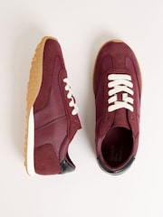 Friends Like These Burgundy Red Slim Lace Up Retro Runner Sports Trainers - Image 1 of 5