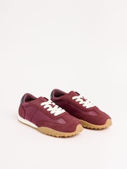 Friends Like These Burgundy Red Slim Lace Up Retro Runner Sports Trainers - Image 4 of 5