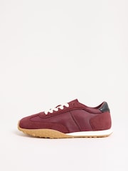 Friends Like These Burgundy Red Slim Lace Up Retro Runner Sports Trainers - Image 5 of 5